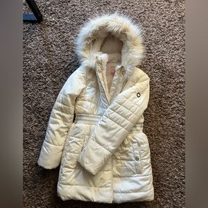 Darling puffy hooded jacket with fur trim- BCBG